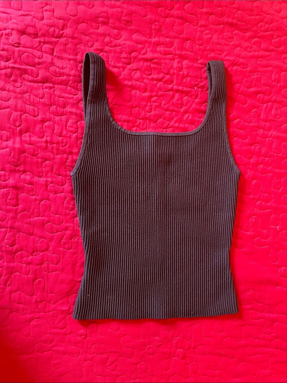 Babaton Ribbed Square-Neck Tank Top - Black